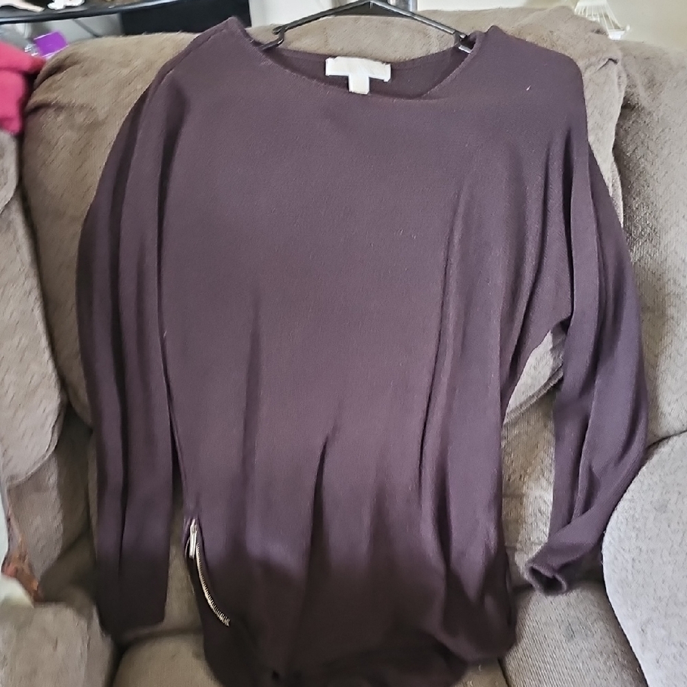 Michael Kors Women's Dark Purple Long Sleeve Top